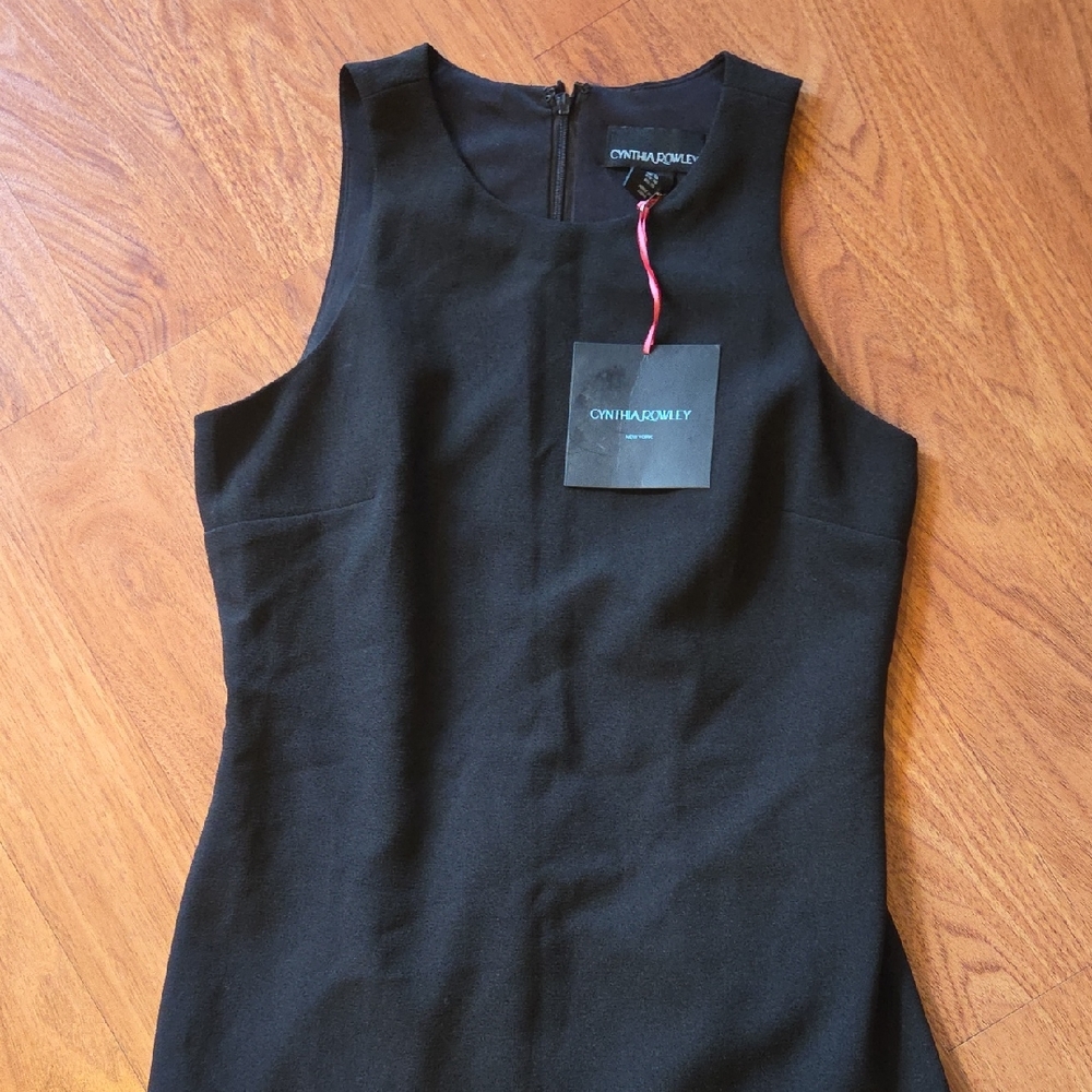 NWT Cynthia Rowley Black Sleeveless Sheath Ruffle Dress - SIZE 6